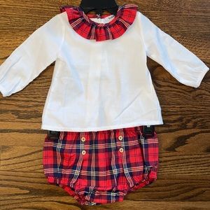 NWOT Babidu Plaid Christmas Diaper Set